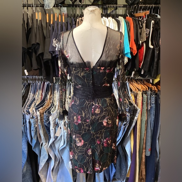 Vintage 1980’s Hand Painted Floral Tulle Dress - Picture 4 of 4